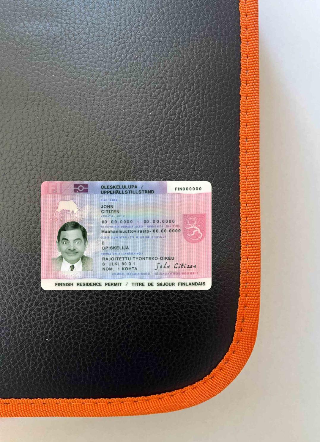 Finland residence permit photolook FRONT PSD template